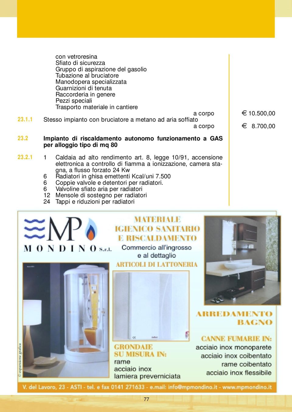 di mq 80 1 Caldaia ad alto rendimento art.