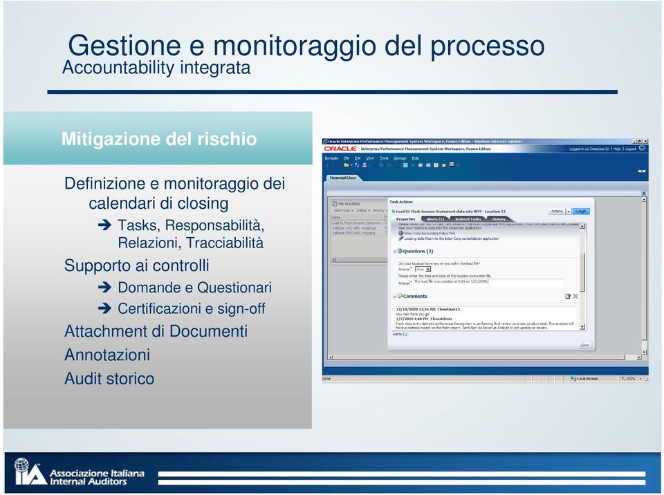 Responsabilità, Relazioni, Tracciabilità Supporto ai controlli Domande e