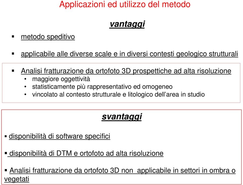 rappresentativo ed omogeneo vincolato al contesto strutturale e litologico dell area in studio disponibilità di software specifici