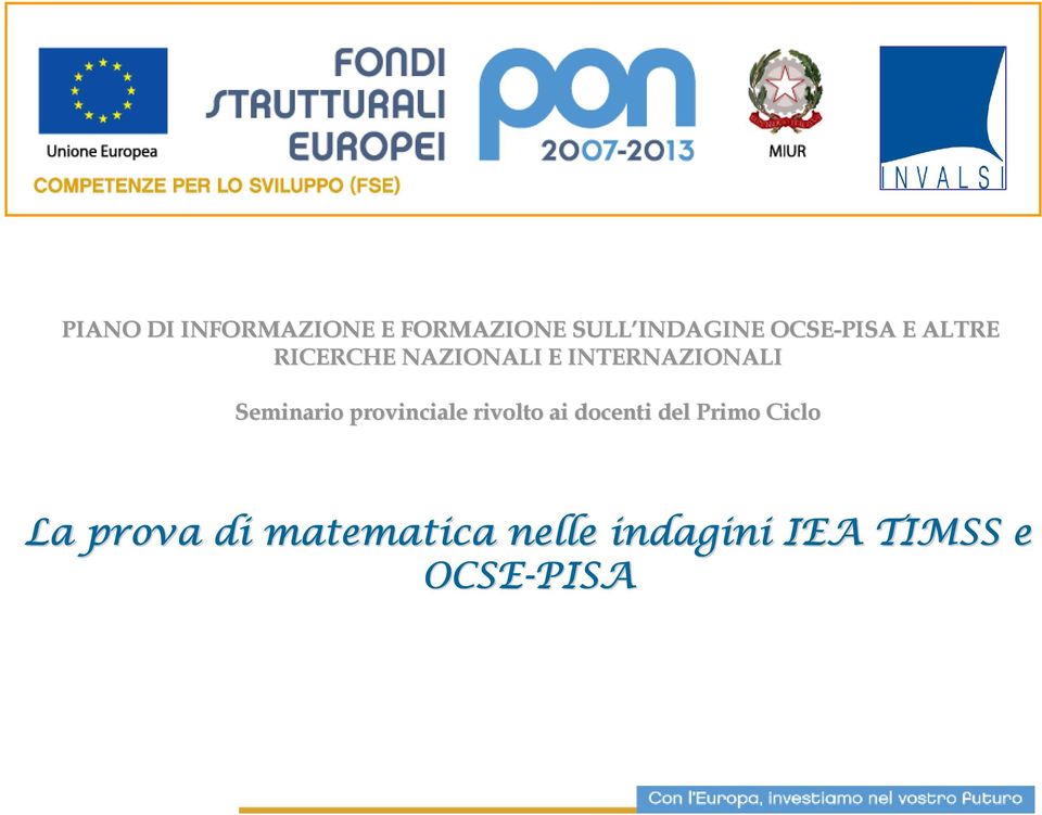 Seminario provinciale rivolto ai docenti del Primo