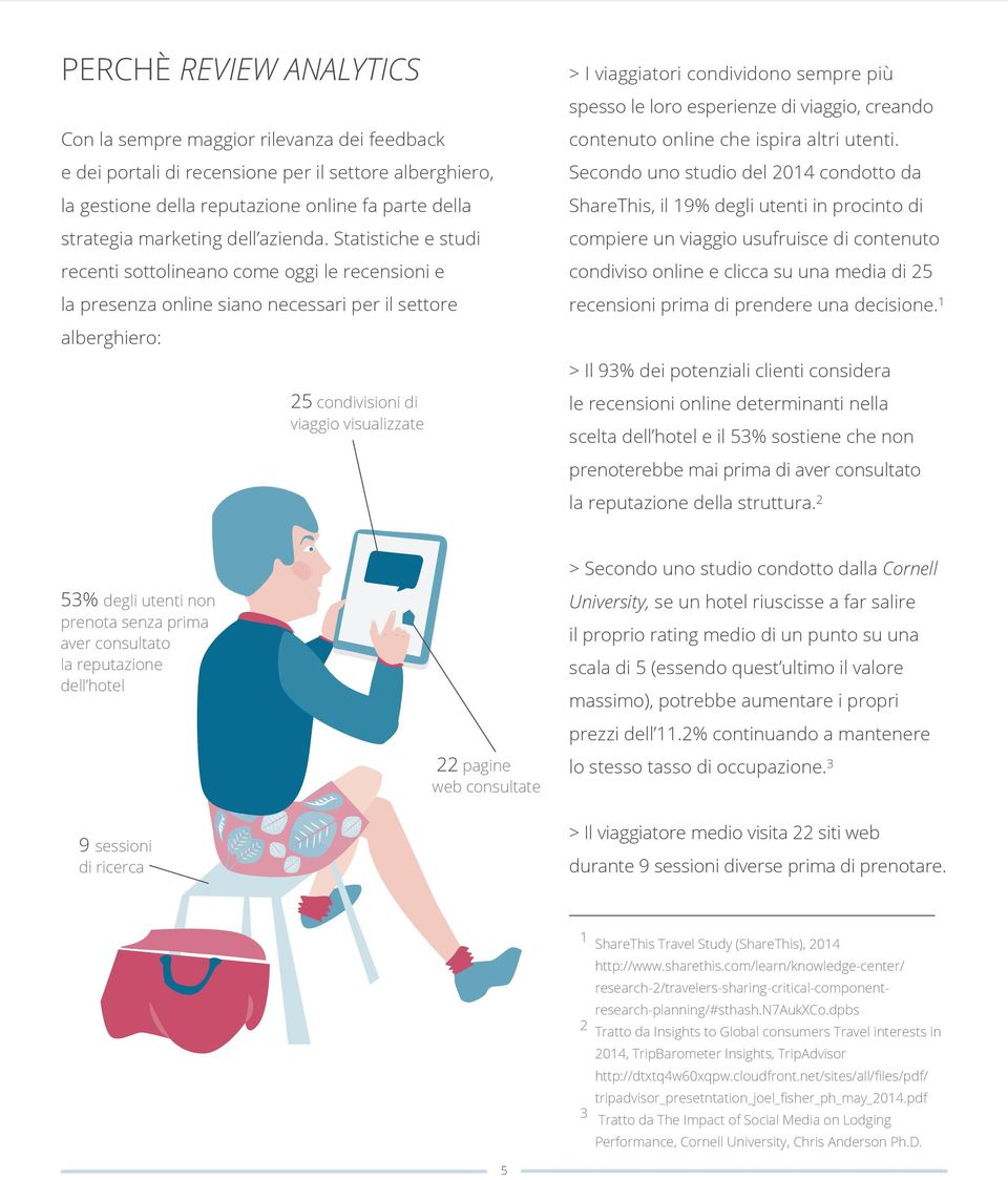 Statistiche e studi recenti sottolineano come oggi le recensioni e la presenza online siano necessari per il settore alberghiero: 25 condivisioni di viaggio visualizzate > I viaggiatori condividono