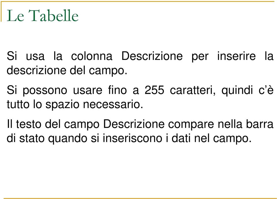 Si possono usare fino a 255 caratteri, quindi c è tutto lo