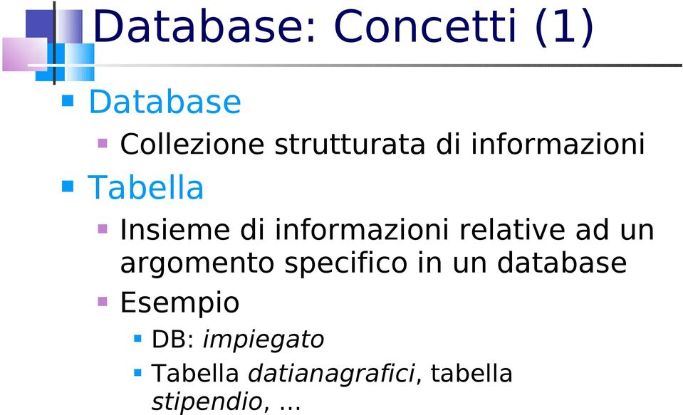 relative ad un argomento specifico in un database