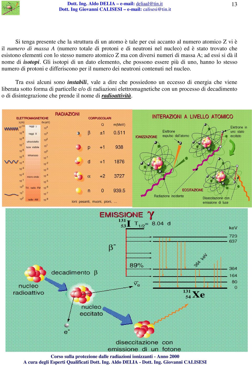 Gli isotopi di un dato elemento, che possono essere più di uno, hanno lo stesso numero di protoni e differiscono per il numero dei neutroni contenuti nel nucleo.