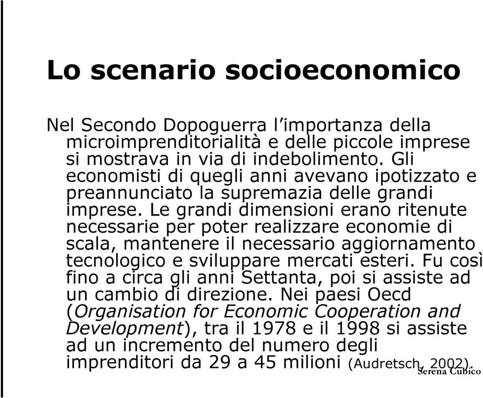 Le grandi dimensioni erano ritenute necessarie per poter realizzare economie di scala, mantenere il necessario aggiornamento tecnologico e sviluppare mercati esteri.