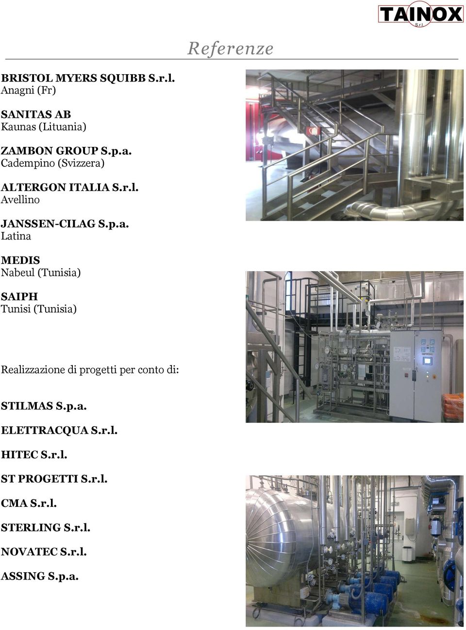 (Tunisia) SAIPH Tunisi (Tunisia) Realizzazione di progetti per conto di: STILMAS S.p.a. ELETTRACQUA S.