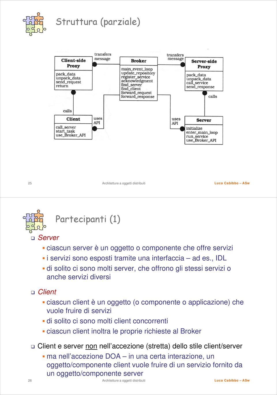 vuole fruire di servizi di solito ci sono molti client concorrenti ciascun client inoltra le proprie richieste al Broker Client e server non nell accezione (stretta)