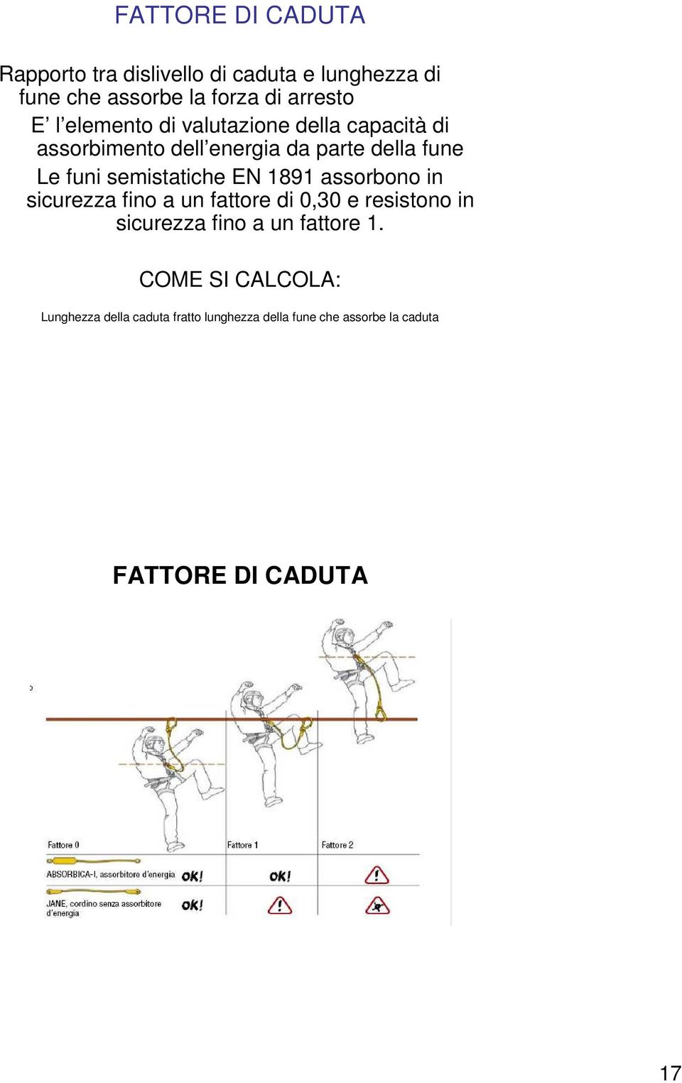 semistatiche EN 1891 assorbono in sicurezza fino a un fattore di 0,30 e resistono in sicurezza fino a un