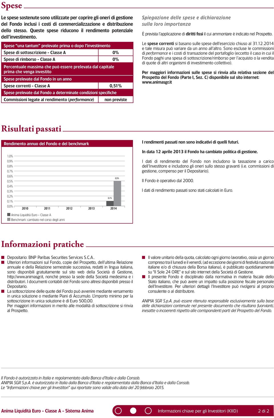 Spese una tantum prelevate prima o dopo l investimento Spese di sottoscrizione - Classe A 0% Spese di rimborso - Classe A 0% Percentuale massima che può essere prelevata dal capitale prima che venga