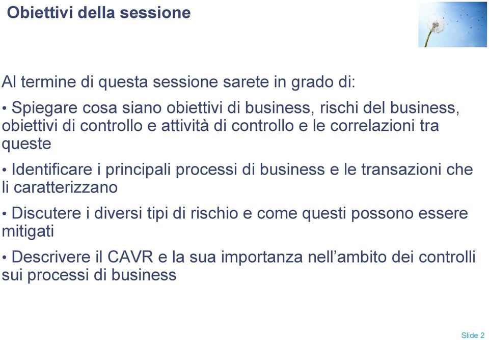 principali processi di business e le transazioni che li caratterizzano Discutere i diversi tipi di rischio e come