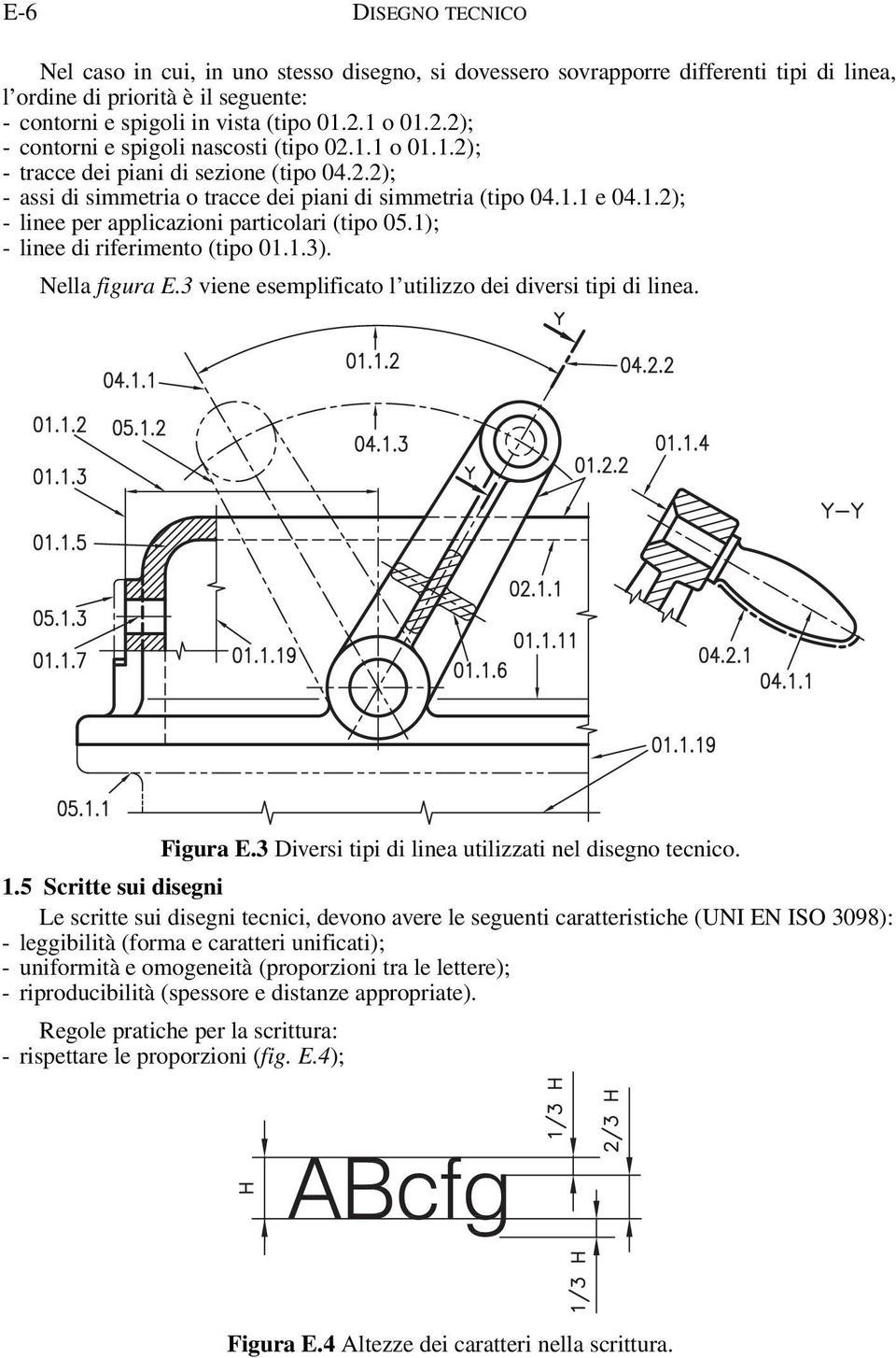 1); - linee per applicazioni particolari (tipo 05.1); - linee di riferimento (tipo 01.1.3). Nella figura E.3 viene esemplificato l utilizzo dei diversi tipi di linea. Figura E.