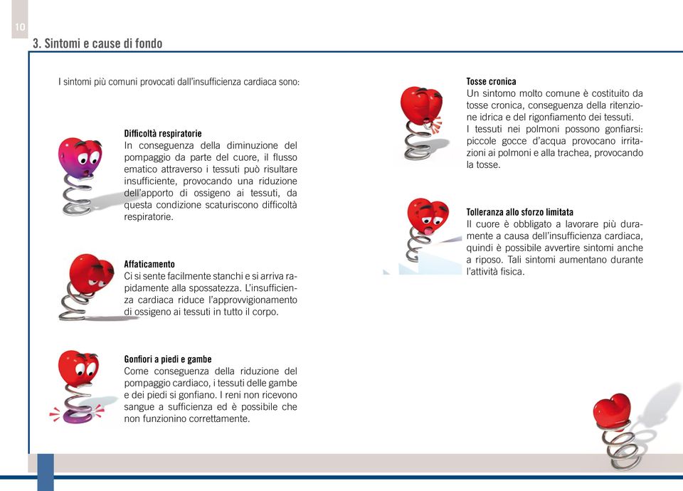 Affaticamento Ci si sente facilmente stanchi e si arriva rapidamente alla spossatezza. L insufficienza cardiaca riduce l approvvigionamento di ossigeno ai tessuti in tutto il corpo.