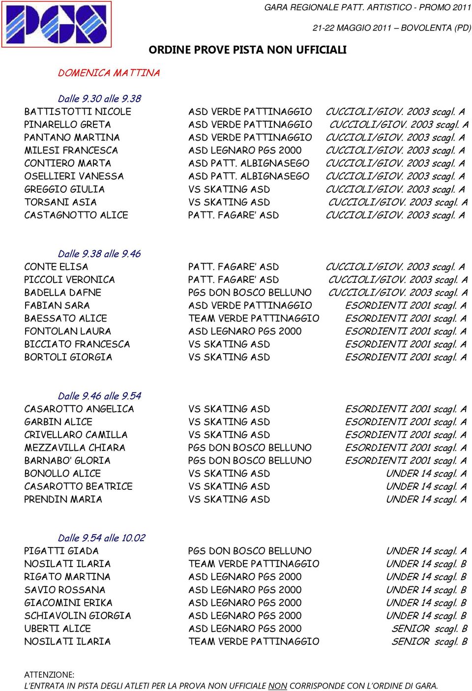 ALBIGNASEGO CUCCIOLI/GIOV. 2003 scagl. A GREGGIO GIULIA VS SKATING ASD CUCCIOLI/GIOV. 2003 scagl. A TORSANI ASIA VS SKATING ASD CUCCIOLI/GIOV. 2003 scagl. A CASTAGNOTTO ALICE PATT.