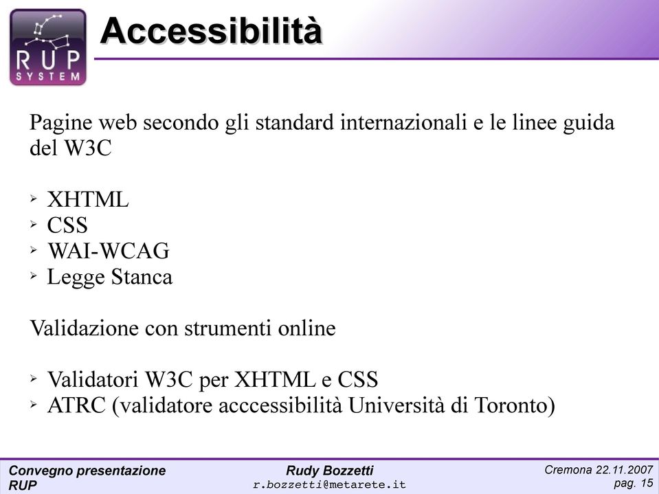 Validazione con strumenti online Validatori W3C per XHTML e