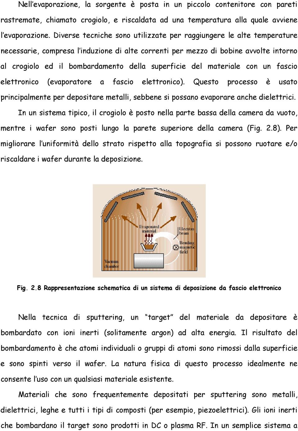 superficie del materiale con un fascio elettronico (evaporatore a fascio elettronico). Questo processo è usato principalmente per depositare metalli, sebbene si possano evaporare anche dielettrici.