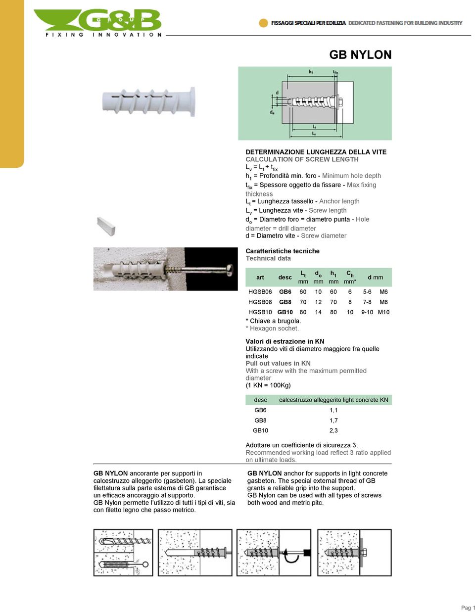 Hole diameter = drill diameter d = Diametro vite - Screw diameter Caratteristiche tecniche Technical data L t C h * d HGSB06 GB6 60 10 60 6 5-6 M6 HGSB08 GB8 70 12 70 8 7-8 M8 HGSB10 GB10 80 14 80 10