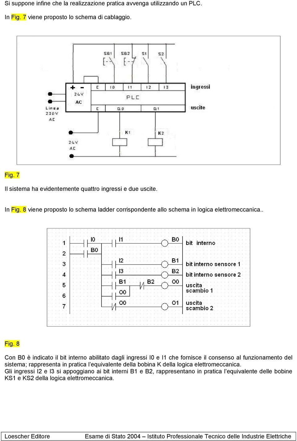 8 viene proposto lo schema ladder corrispondente allo schema in logica elettromeccanica.. Fig.