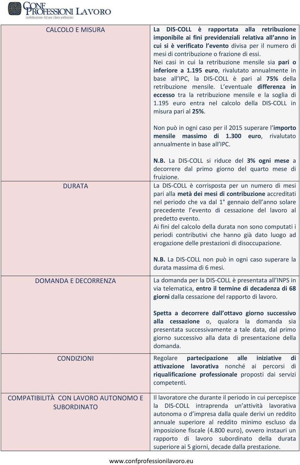 L eventuale differenza in eccesso tra la retribuzione mensile e la soglia di 1.195 euro entra nel calcolo della DIS-COLL in misura pari al 25%.