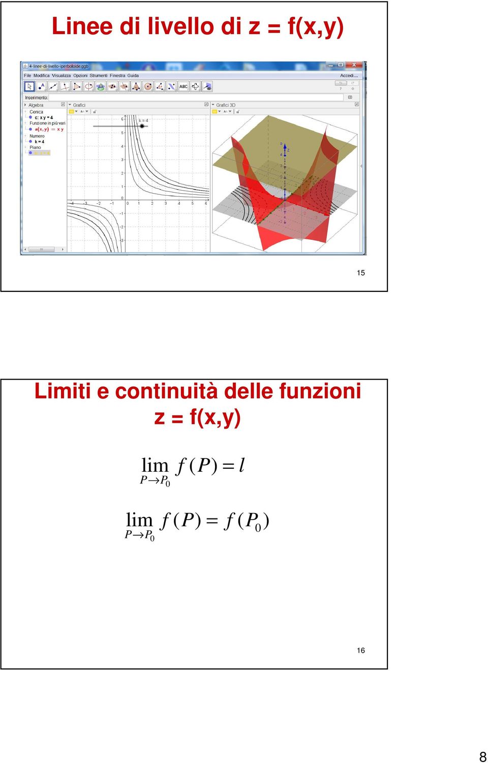 funzioni z = f(x,y) lim f ( P) =