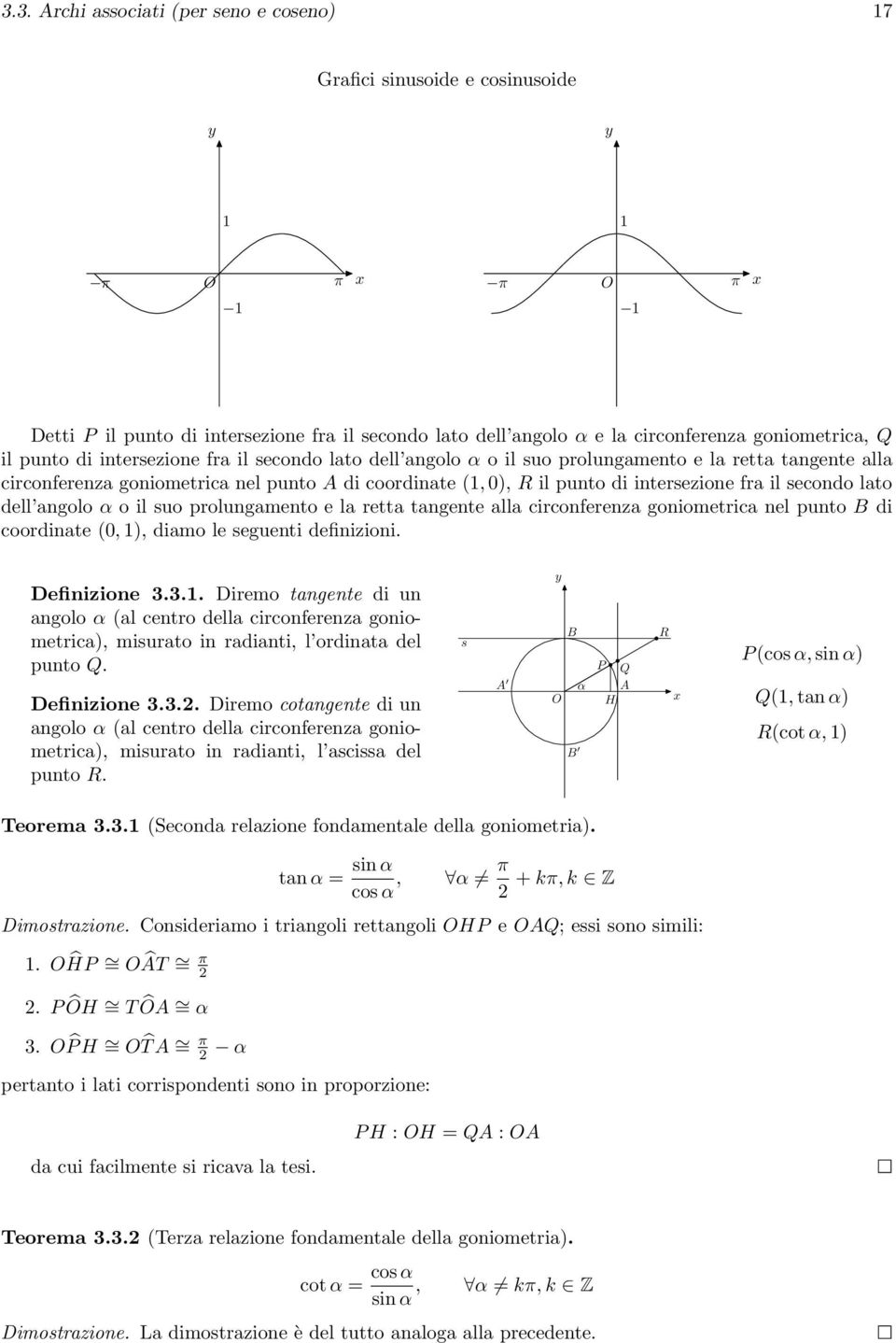 lato dell angolo α o il suo prolungamento e la retta tangente alla circonferenza goniometrica nel punto B di coordinate (0, 1)