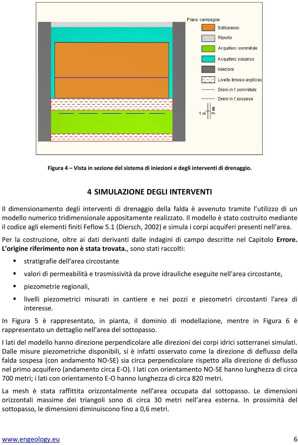 Il modello è stato costruito mediante il codice agli elementi finiti Feflow 5.1 (Diersch, 2002) e simula i corpi acquiferi presenti nell area.