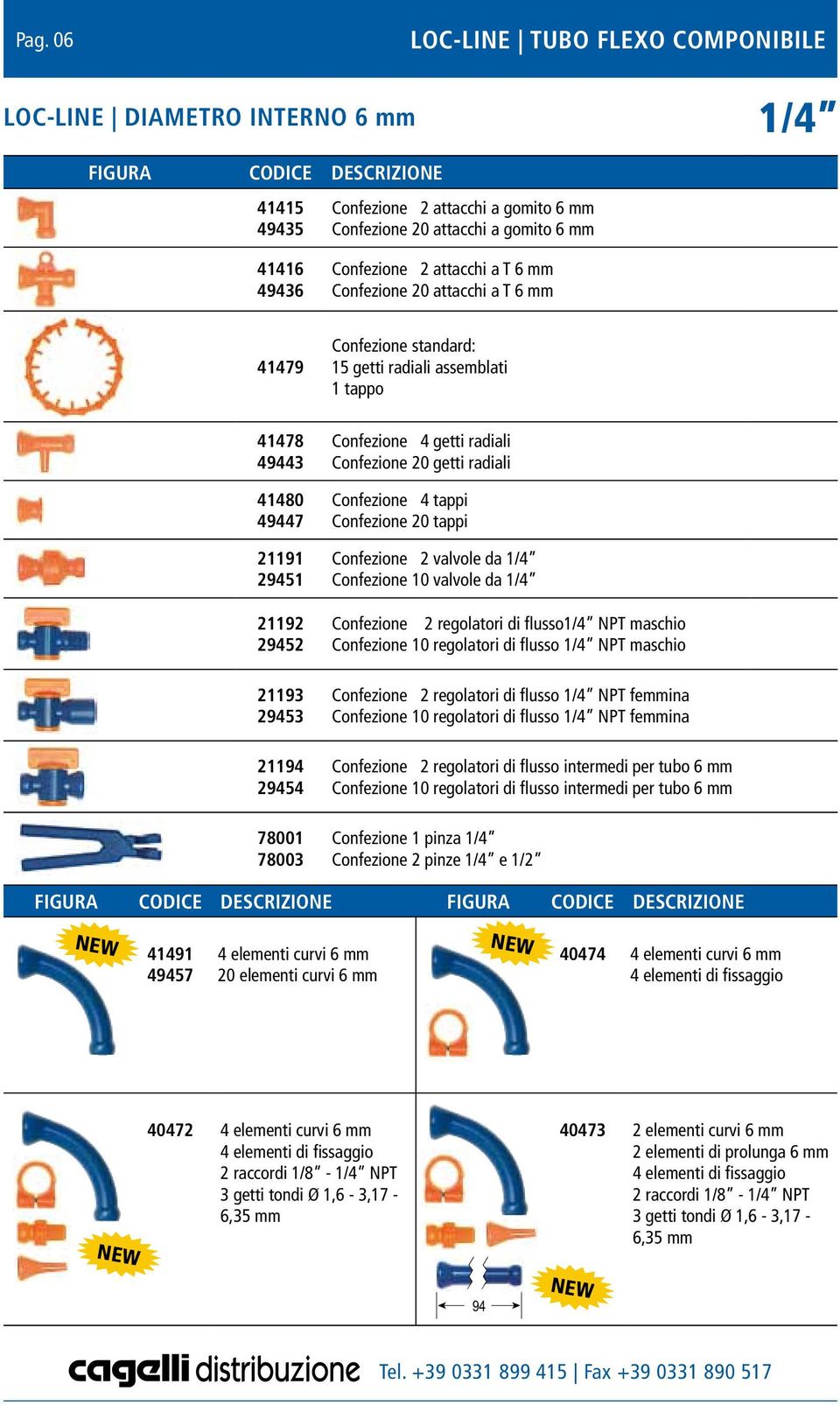 78001 78003 Confezione 4 getti radiali Confezione 20 getti radiali Confezione 4 tappi Confezione 20 tappi Confezione 2 valvole da 1/4 Confezione 10 valvole da 1/4 Confezione 2 regolatori di flusso1/4