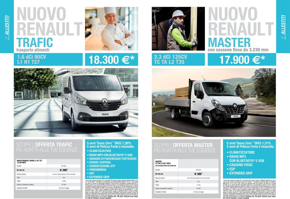 6 dci 90CV 60 rate da 299 ** TAEG 1,26% 5 anni Tasso Zero ** TAEG 1,26% Radio mp3 sensori di parcheggio posteriori Cruise control coibentazione ATP fendinebbia extended grip * Prezzo IVA, messa su