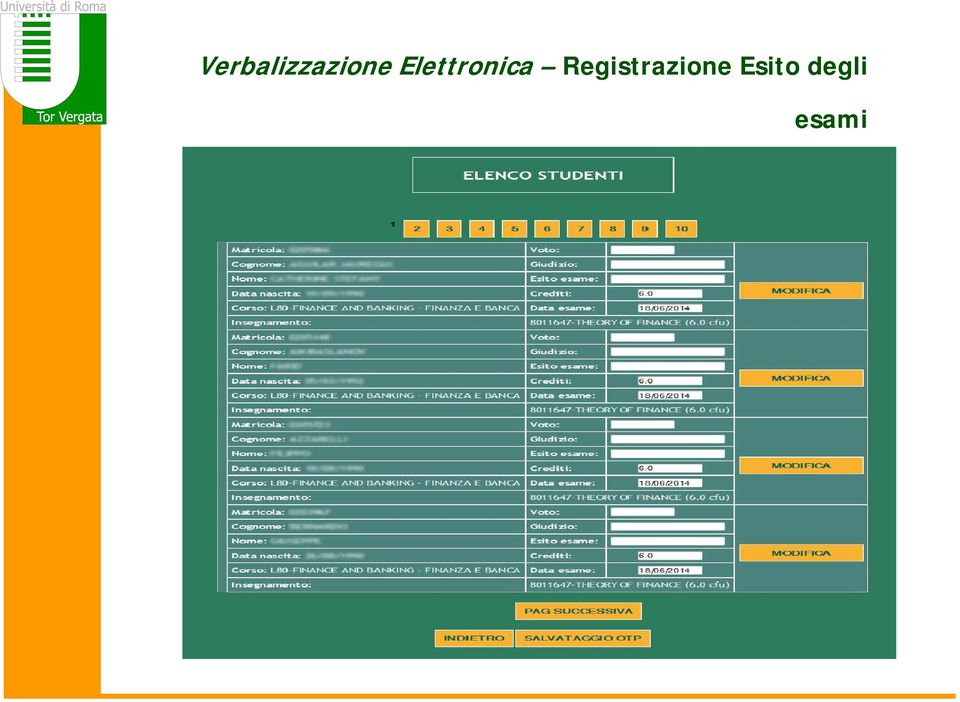 Registrazione Esito