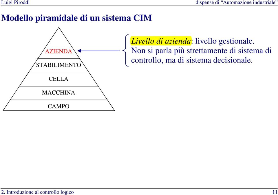 Non si parla più strettamente di sistema di controllo, ma