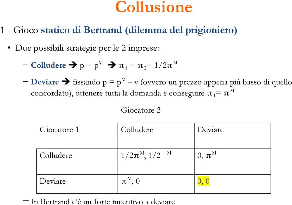 fissando p = p M v (ovvero un prezzo appena più basso di quello concordato), ottenere tutta la domanda