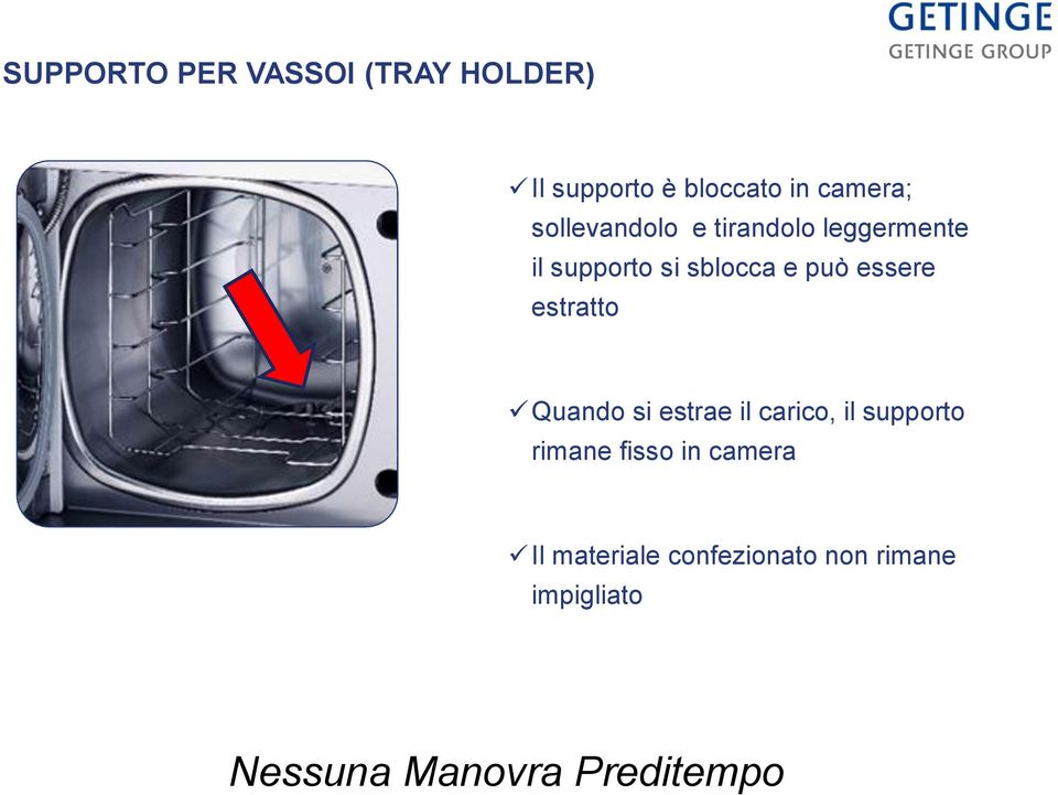 essere estratto Quando si estrae il carico, il supporto rimane fisso in