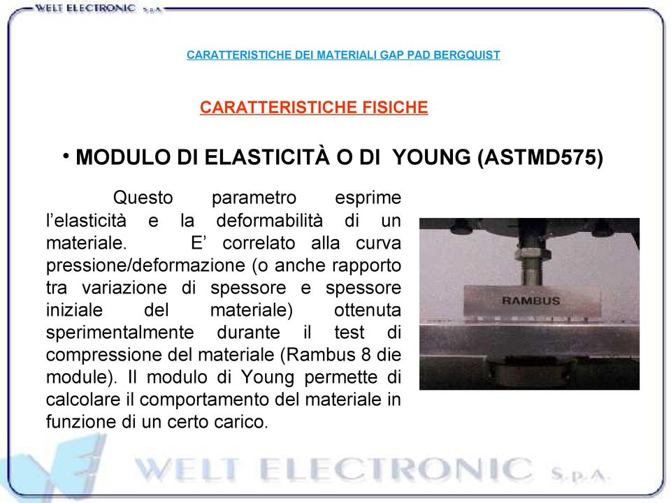 E correlato alla curva pressione/deformazione (o anche rapporto tra variazione di spessore e spessore iniziale del materiale)