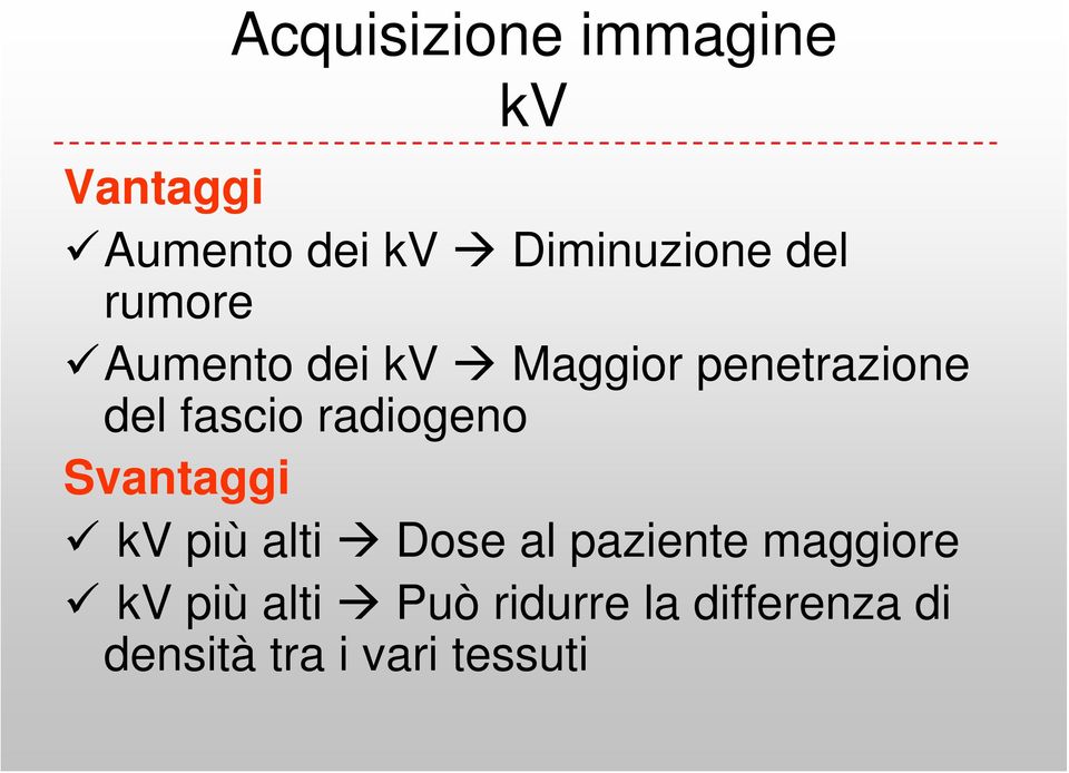 radiogeno Svantaggi kv più alti Dose al paziente