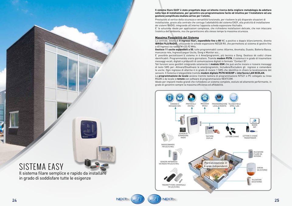 Prestazioni al vertice della sicurezza e versatilità funzionale, per risolvere le più disparate situazioni di installazione, grazie alla centrale che coniuga l adattabilità del sistema EASY, alla