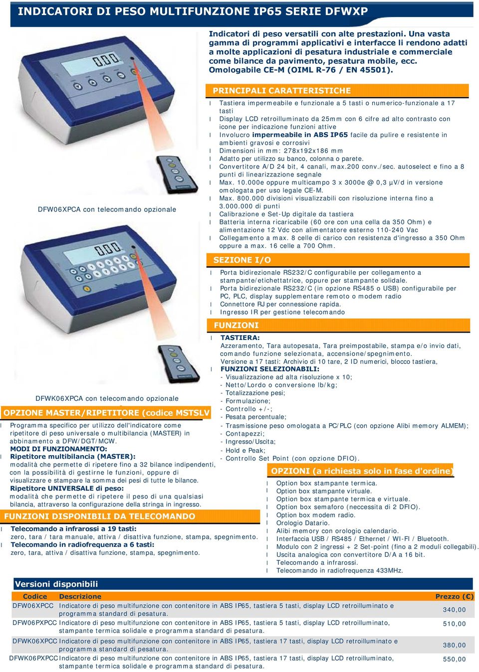 Omologabile CE-M (OIML R-76 / EN 45501).