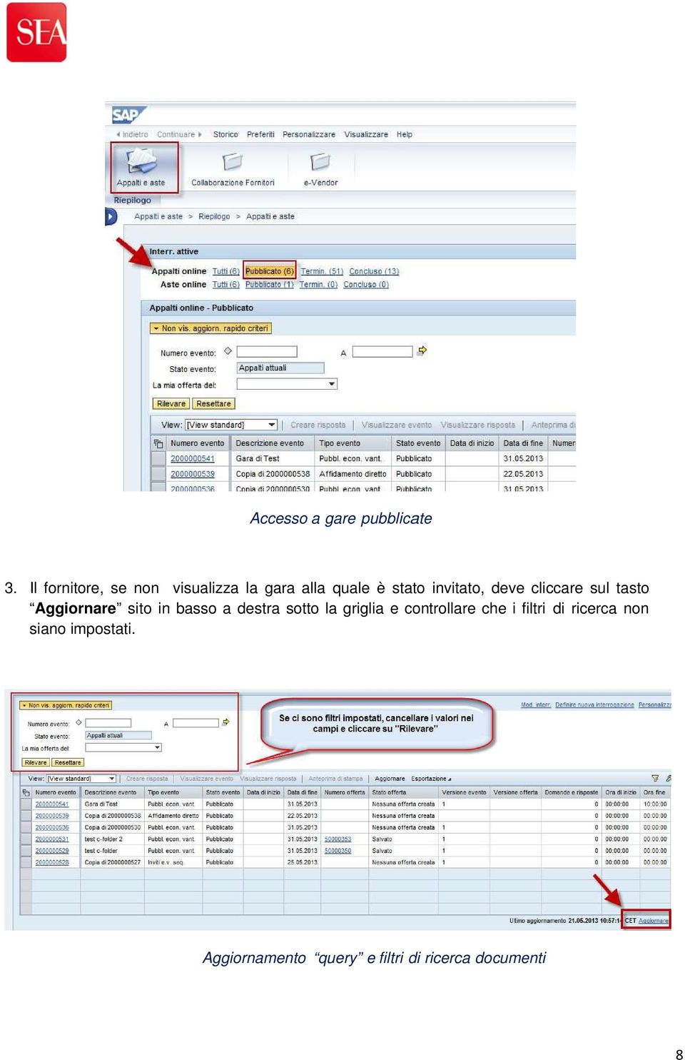 deve cliccare sul tasto Aggiornare sito in basso a destra sotto la