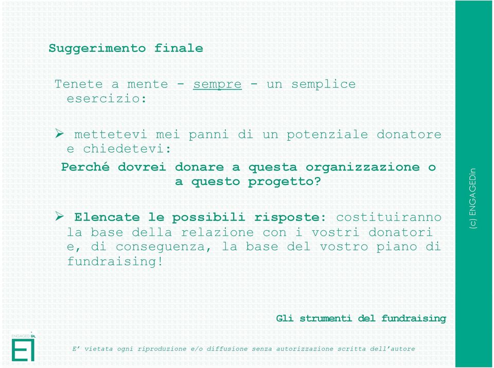 organizzazione o a questo progetto?