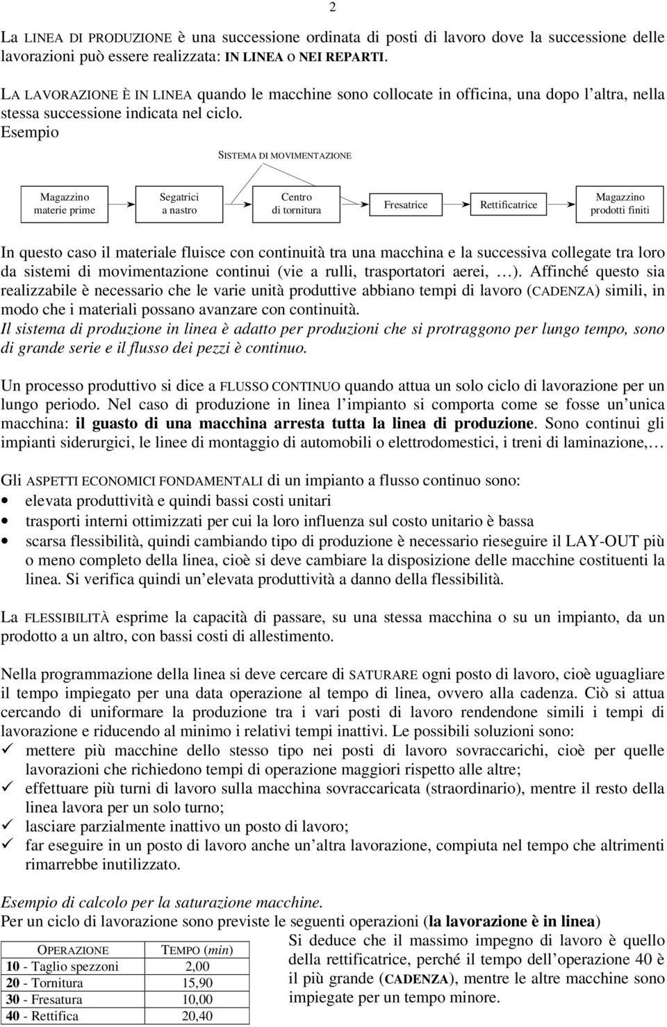 Esempio SISTEMA DI MOVIMENTAZIONE Magazzino materie prime Segatrici a nastro Centro di tornitura Fresatrice Rettificatrice Magazzino prodotti finiti In questo caso il materiale fluisce con continuità