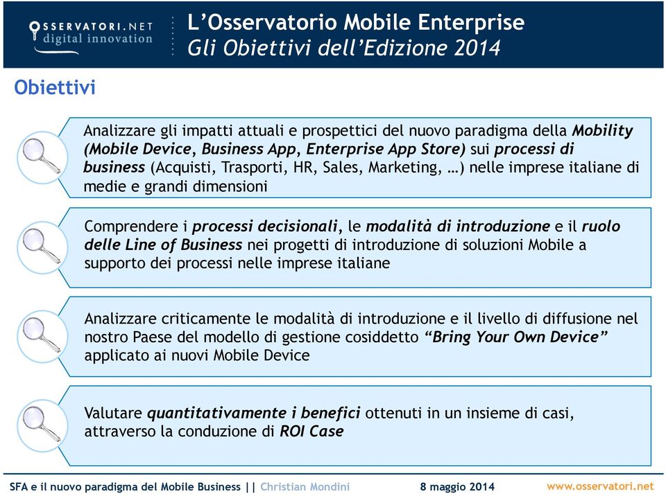 il ruolo delle Line of Business nei progetti di introduzione di soluzioni Mobile a supporto dei processi nelle imprese italiane Analizzare criticamente le modalità di introduzione e il livello di