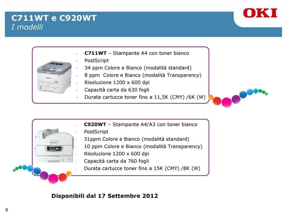C920WT Stampante A4/A3 con toner bianco PostScript 31ppm Colore e Bianco (modalità standard) 10 ppm Colore e Bianco (modalità