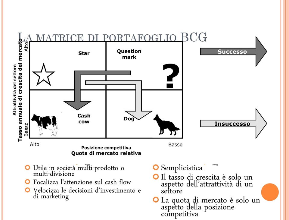 multi-divisione Focalizza l attenzione sul cash flow Velocizza le decisioni d investimento e di marketing Basso Svantaggi