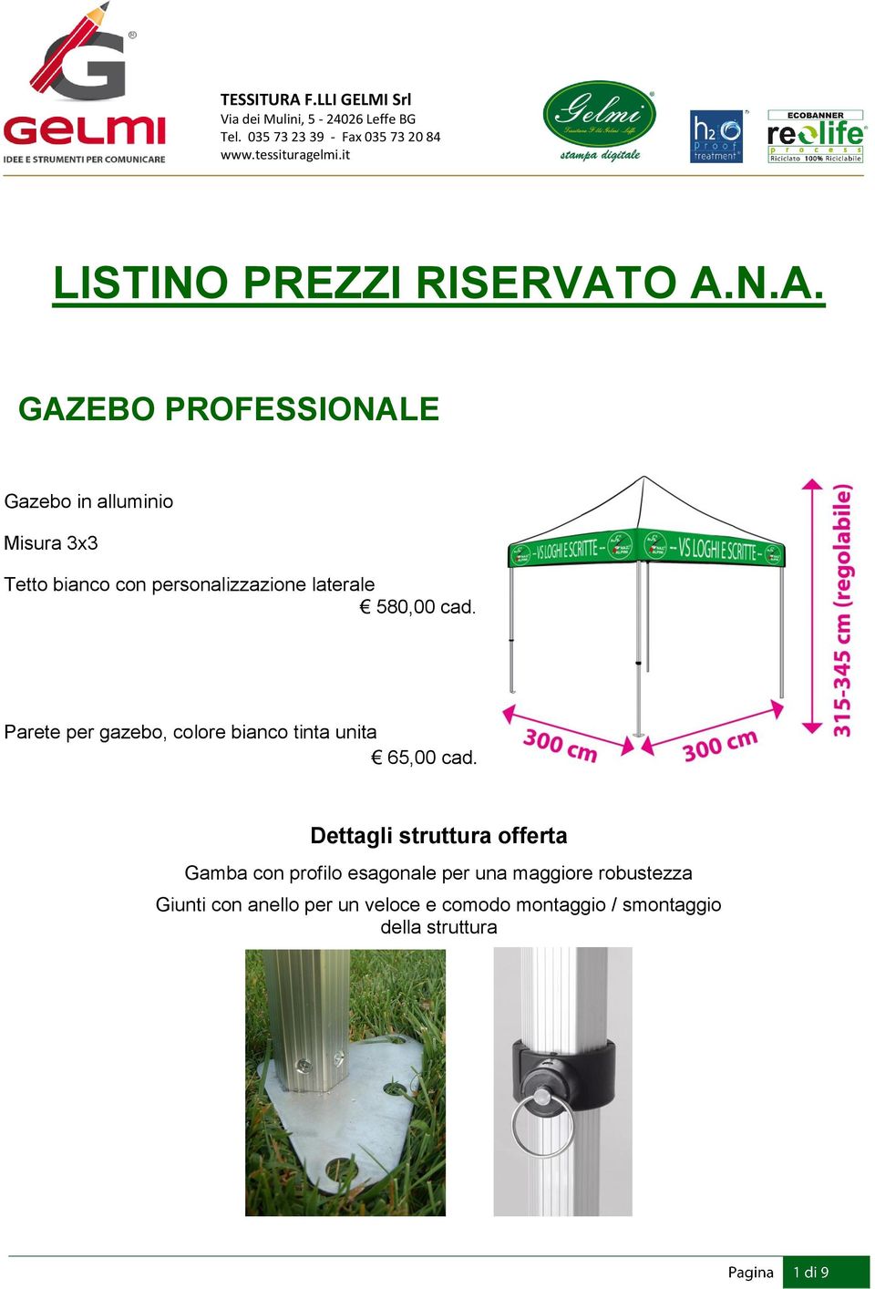 personalizzazione laterale 580,00 cad.