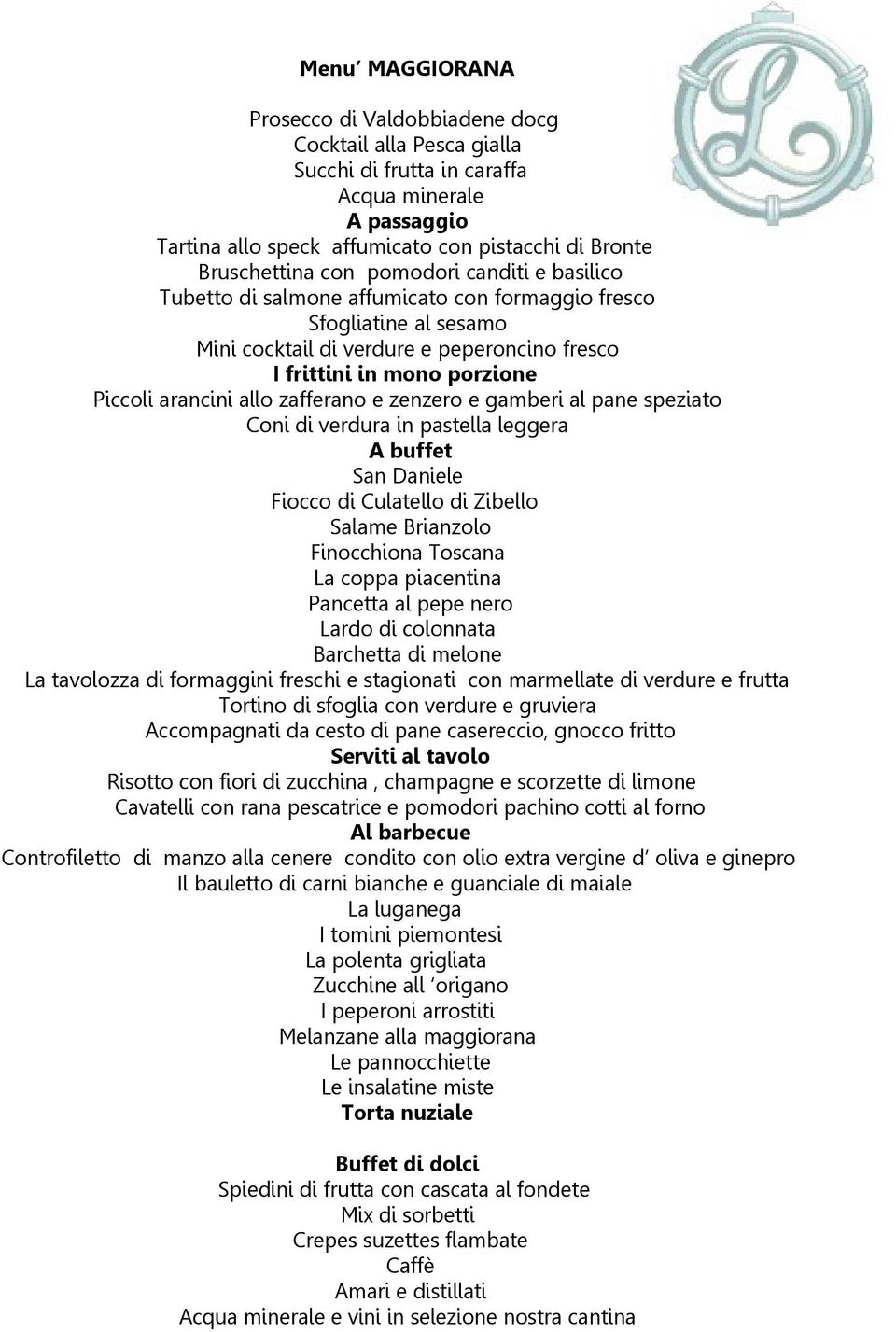 speziato Coni di verdura in pastella leggera A buffet San Daniele Fiocco di Culatello di Zibello Salame Brianzolo Finocchiona Toscana La coppa piacentina Pancetta al pepe nero Lardo di colonnata