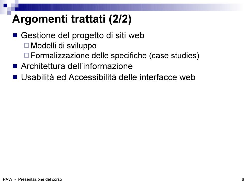 studies) Architettura dell informazione Usabilità ed