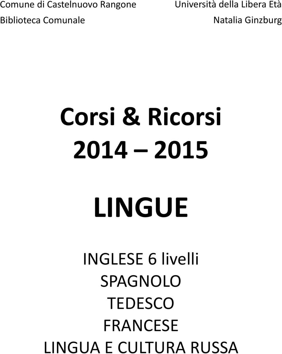 Ginzburg Corsi & Ricorsi 2014 2015 LINGUE