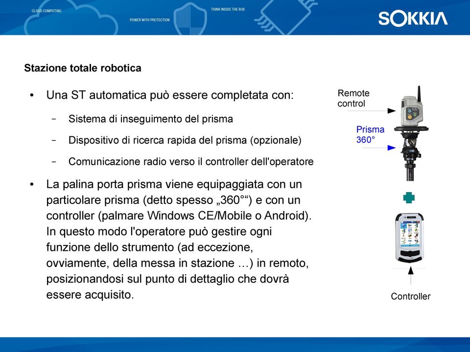 360 ) e con un controller (palmare Windows CE/Mobile o Android).
