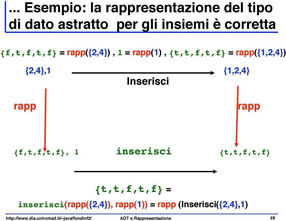 Inserisci rapp rapp {f,t,f,t,f}, 1 inserisci {t,t,f,t,f} {t,t,f,t,f} =