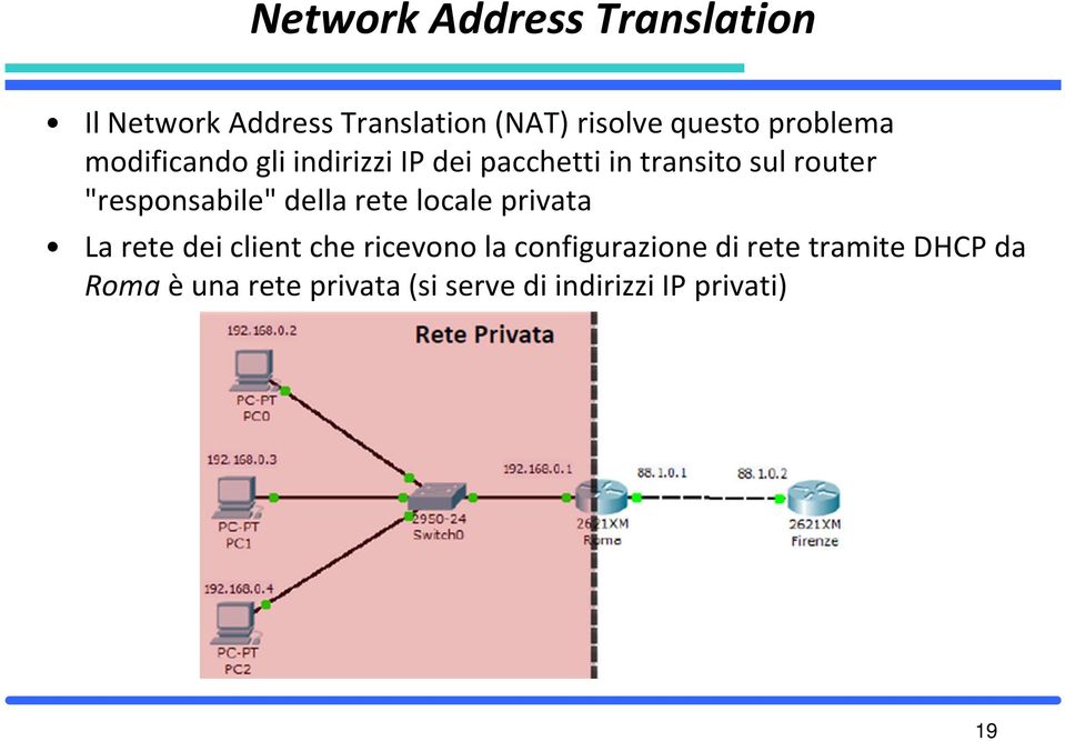 "responsabile" della rete locale privata La rete dei client che ricevono la