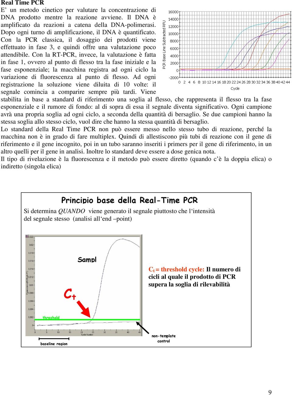 Con la RT-PCR, invece, la valutazione è fatta in fase 1, ovvero al punto di flesso tra la fase iniziale e la fase esponenziale; la macchina registra ad ogni ciclo la variazione di fluorescenza al