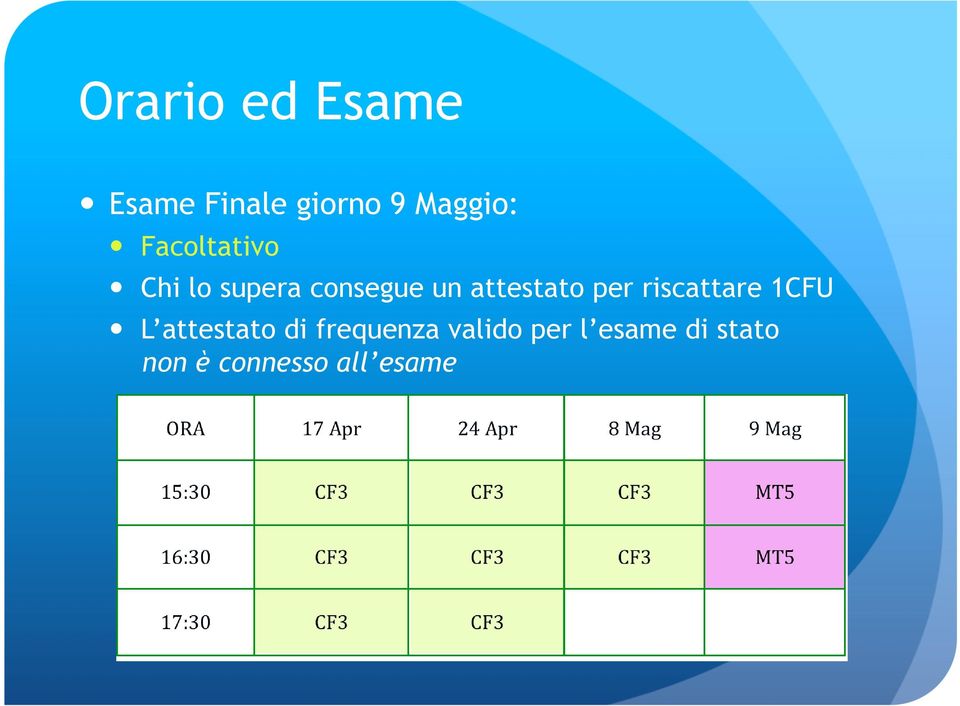 per riscattare 1CFU L attestato di frequenza